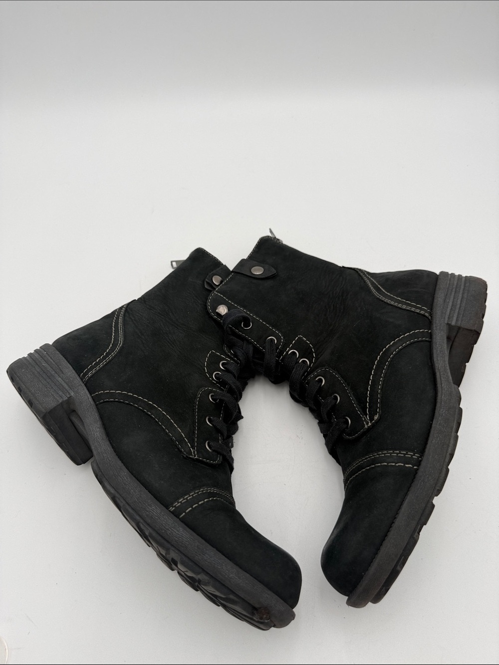 Rockport Black Lace-Up Ankle Boots women 9.5M combat casual office Y2K comfort - Picture 13 of 13